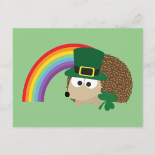 Cute Hedgehog Leprechaun Postcard