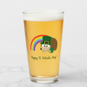Cute Hedgehog Leprechaun St. Patrick's Day  Glass