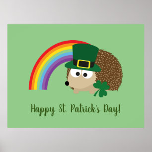 Cute Hedgehog Leprechaun St. Patrick's Day Poster