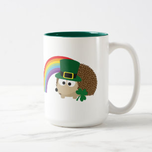 Cute Hedgehog Leprechaun Two-Tone Coffee Mug