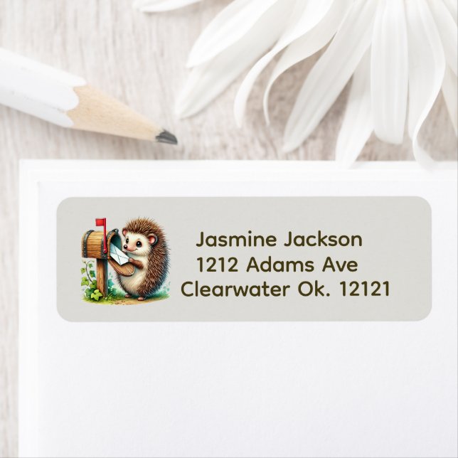 Cute hedgehog lovers mailing return address label (Insitu)