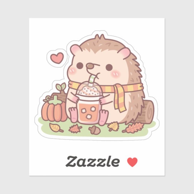 Cute Hedgehog Loves Pumpkin Spice Latte Autumn Sea (Sheet)