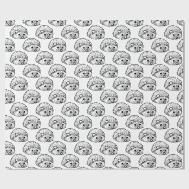 Cute Hedgehog Matte Wrapping Paper, 30 in x 6 ft Paper (Flat)