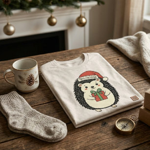 Cute Hedgehog Merry Christmas Tri-Blend Shirt