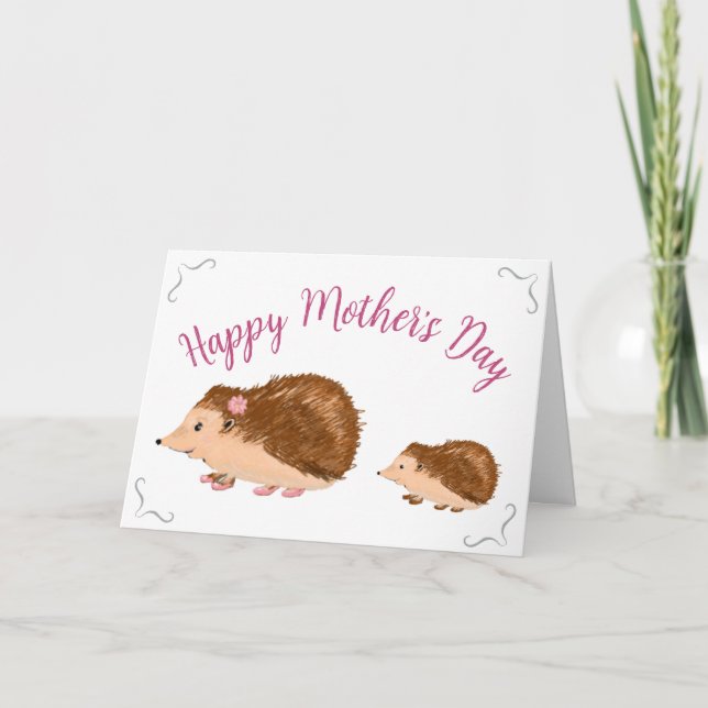 Cute Hedgehog Mother's Day Card (Front)