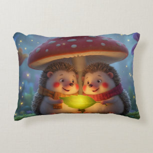Cute Hedgehog Mushroom Throw Pillow