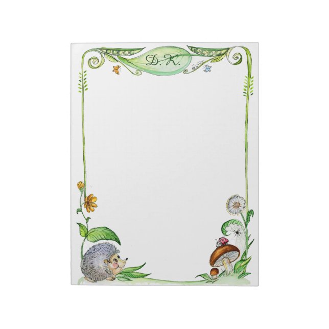 Cute Hedgehog mushroom watercolor painting Notepad (Rotated)