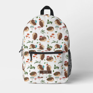 Cute Hedgehog Mushroom Woodland Forest Animal Kids Printed Backpack