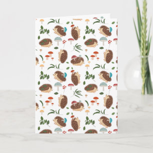 Cute Hedgehog Mushrooms Woodland Forest Animal Card