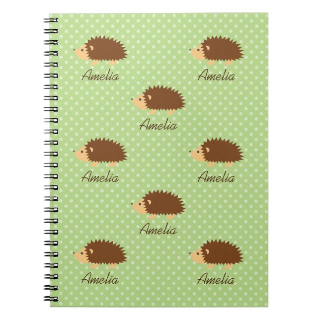 Cute hedgehog notebook with polka dots pattern (Front)