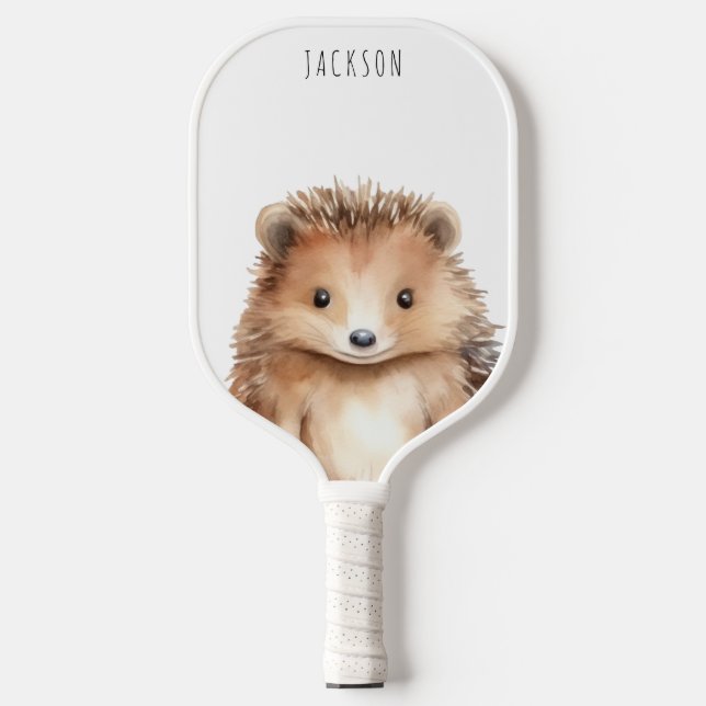 Cute Hedgehog, optional monogram Pickleball Paddle (Front)