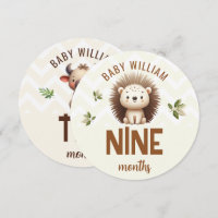Cute Hedgehog Ox 9-10 Months Baby Milestone Sign