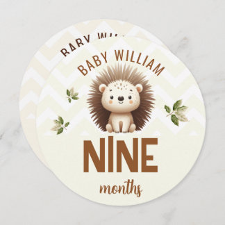 Cute Hedgehog Ox 9-10 Months Baby Milestone Sign