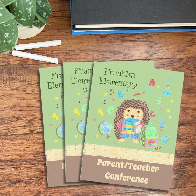 Cute hedgehog parent/teacher conference postcard (Creator Uploaded)