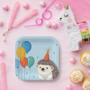 Cute Hedgehog Party Paper Plates