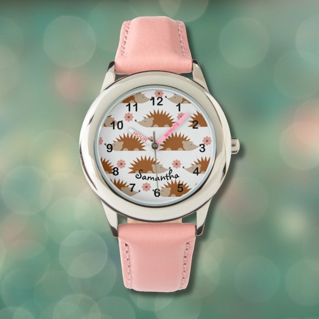Cute hedgehog pattern with custom name watch (Creator Uploaded)