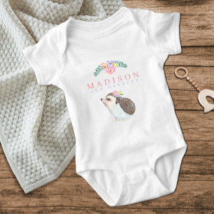Cute Hedgehog Pink Baby Girl Baby Bodysuit