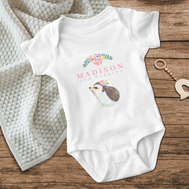 Cute Hedgehog Pink Baby Girl Baby Bodysuit (Creator Uploaded)
