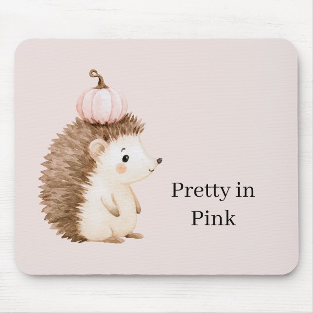 Cute Hedgehog Pink Pumpkin Mouse Pad (Front)