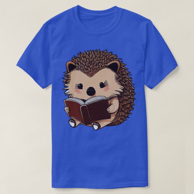 Cute hedgehog reading T-Shirt (Design Front)