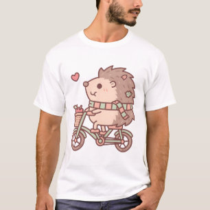 Cute Hedgehog Riding On Bicycle T-Shirt