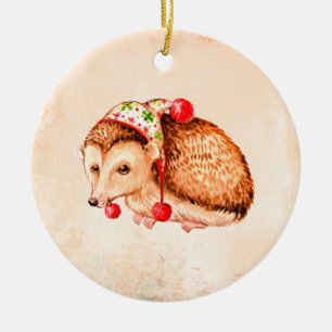 Cute Hedgehog Round Christmas Decoration