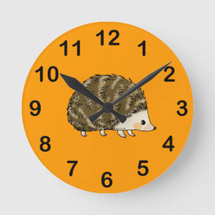Cute hedgehog round clock
