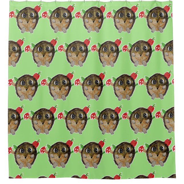 Cute Hedgehog Shower Curtain (Front)
