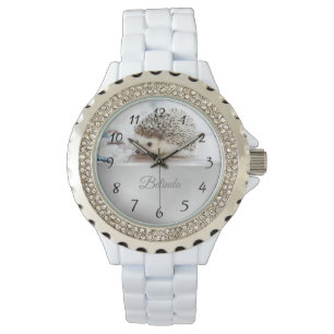 Cute Hedgehog Silver Foil Monogram Watch