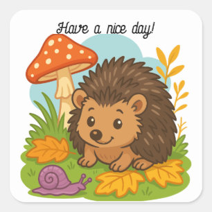Cute Hedgehog Square Sticker