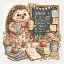 Cute Hedgehog Teacher Watercolor Art