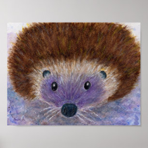Cute Hedgehog watercolour art poster birthday etc