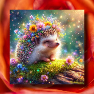 Cute Hedgehog Wearing Flower Crown Woodland Easter Holiday Card