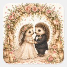 Cute Hedgehog Wedding Ceremony Romantic Floral