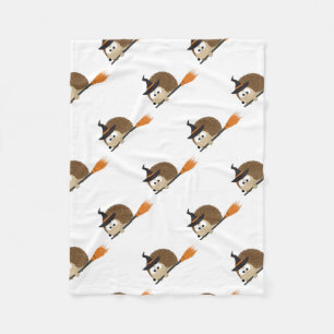 Cute Hedgehog Witch Fleece Blanket