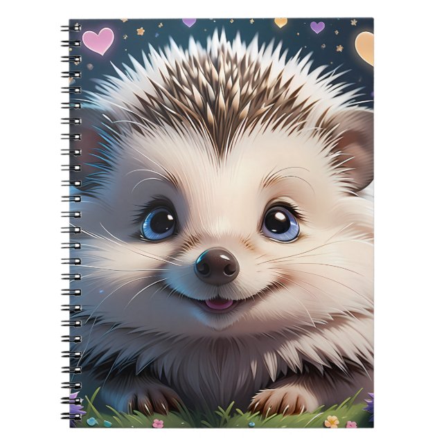 Cute Hedgehog with big blue eyes Notebook (Front)