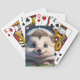 Cute Hedgehog with big blue eyes Playing Cards