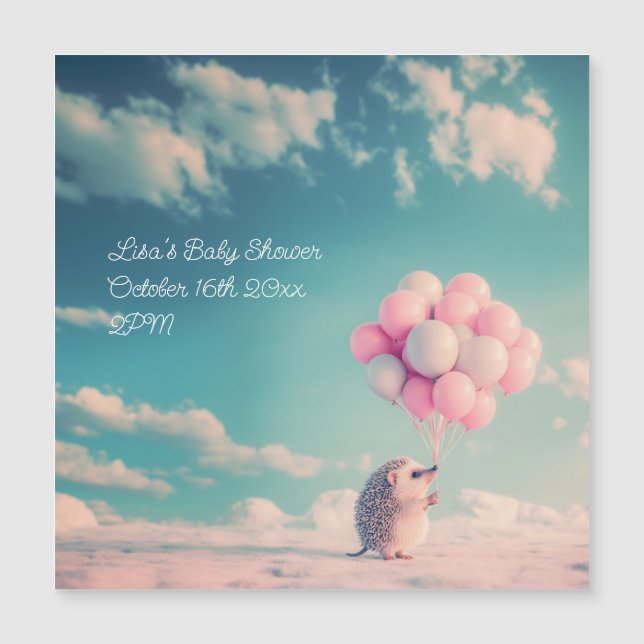 Cute hedgehog with birthday balloons, customisable (Front)