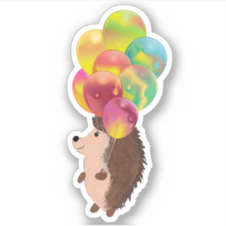 CUTE HEDGEHOG WITH COLORFUL BALLOONS