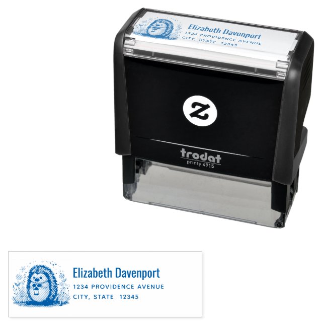 Cute Hedgehog with Lantern Address Self-inking Stamp (In Situ)