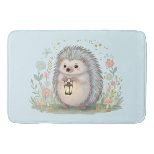 Cute Hedgehog with Lantern Bath Mat