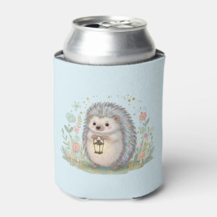 Cute Hedgehog with Lantern Can Cooler