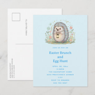 Cute Hedgehog with Lantern Easter Invitation Postcard