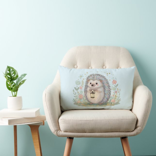 Cute Hedgehog with Lantern Lumbar Cushion (Chair)