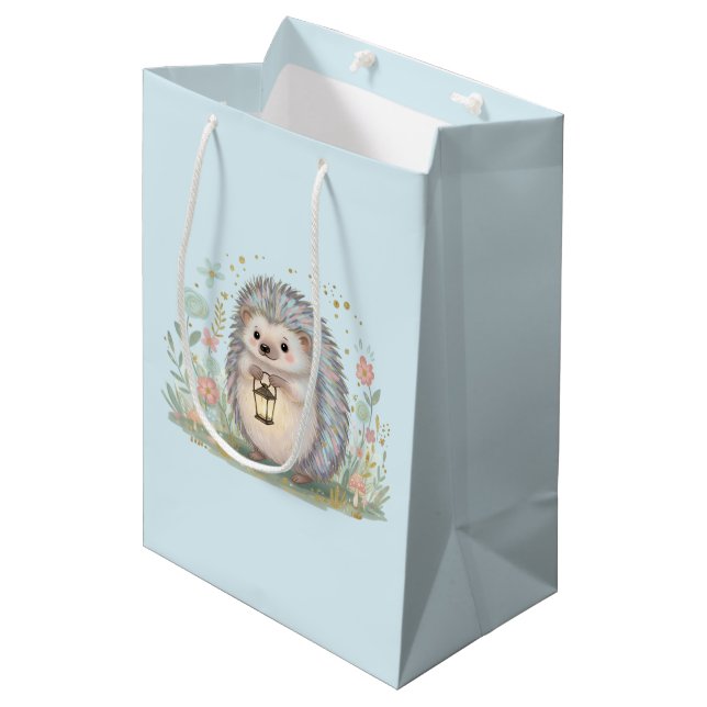 Cute Hedgehog with Lantern Medium Gift Bag (Front Angled)