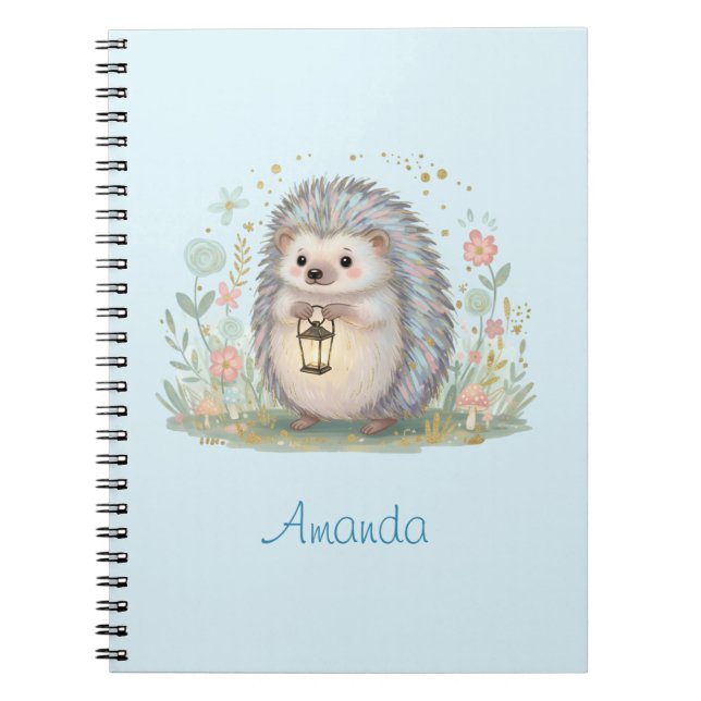 Cute Hedgehog with Lantern Notebook (Front)