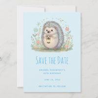Cute Hedgehog with Lantern Save The Date