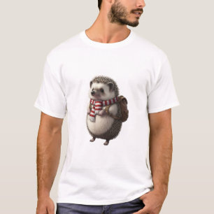 Cute Hedgehog with Scarf and Backpack T-Shirt