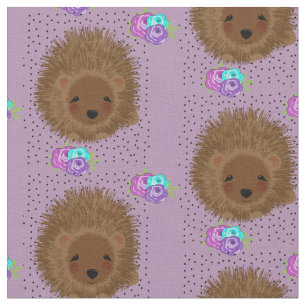 Cute Hedgehogs and Flower Posies Pretty Patterned Fabric