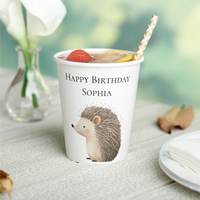 Cute Hedgehogs Birthday Paper Cups (Insitu)